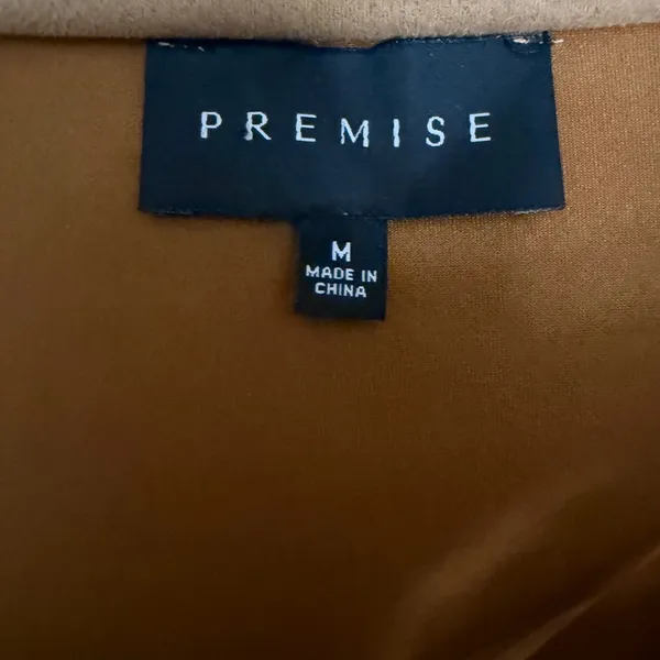 Premise Studio Faux Suede Leather Longline Jacket Trench Coat Camel Tan Size M ECU - Image 11