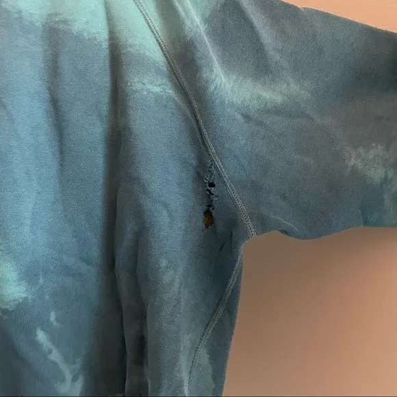 Vintage tie dyed blue crew neck sweatshirt cropped distressed - Image 5