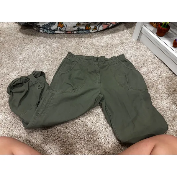 Woolrich Womens Light Olive Green Cotton Cargo Roll Tab Pants Size‎ 10 1106 - Image 3