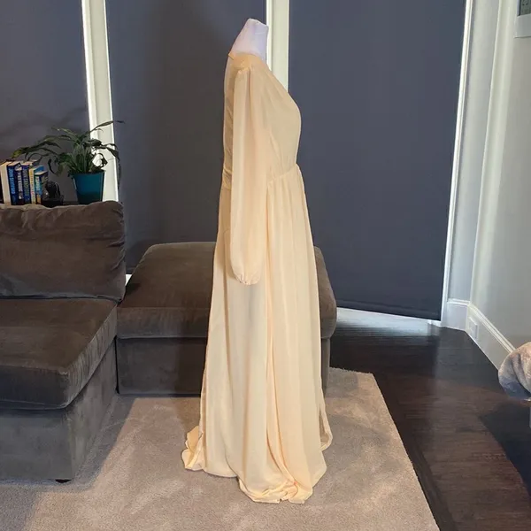 Women’s Full Length Chiffon V-Neck Zip Up Back Formal Dress Leg Split Size 14 - Image 7