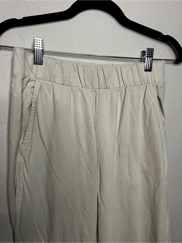 Talentless French Terry Bone Cream Wide Leg Lounge Sweatpants - Image 3