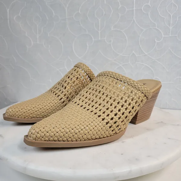 Seven Dials Womens Mule Heels 8 Brown‎ Cognac Woven Quinton Pointed Toe Clogs - Image 4