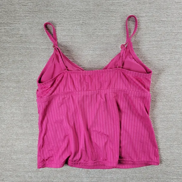 Freshwater O-Ring Cutout Tankini Top Sz L Pink Ribbed Keyhole Cami Bathing Suit - Image 4