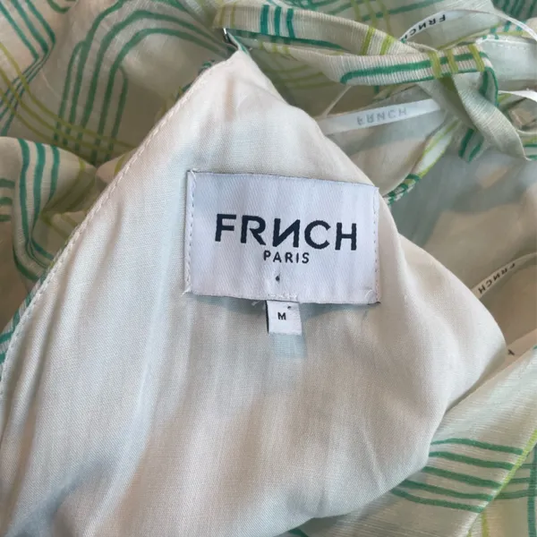 FRNCH Maxi White/Green/Blue Linen Sundress Summer Beach Boho Whimsical - Size M - Image 6