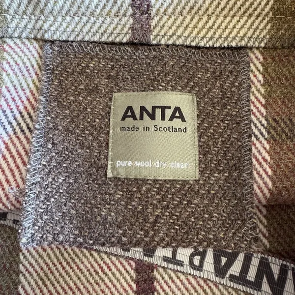 Anta Made in Scotland Pure Wool Tweed Large Tote Bag Strap Herringbone Plaid - Image 5