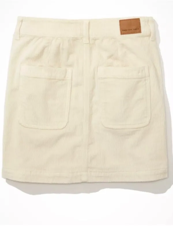 American Eagle Outfitters Cream Zip-Front Mini Skirt Size 2 - Image 3