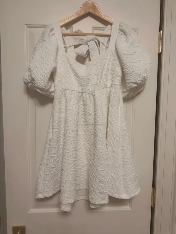 Free People White Violet Puff Sleeve Mini Dress - Size(S) - Image 3