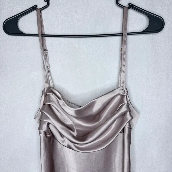 Zara Champagne Satin Maxi Dress - Image 5