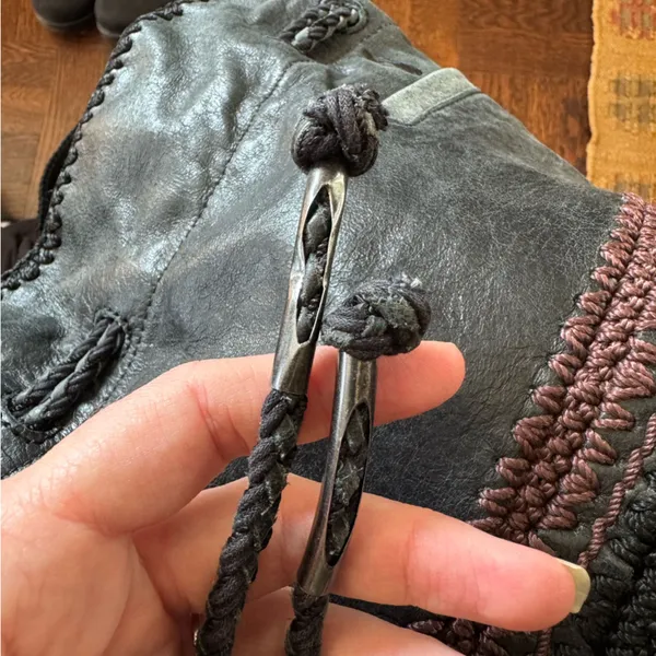 The Sak Black Leather Heritage Drawstring Bucket Bag soft leather bag - Image 10