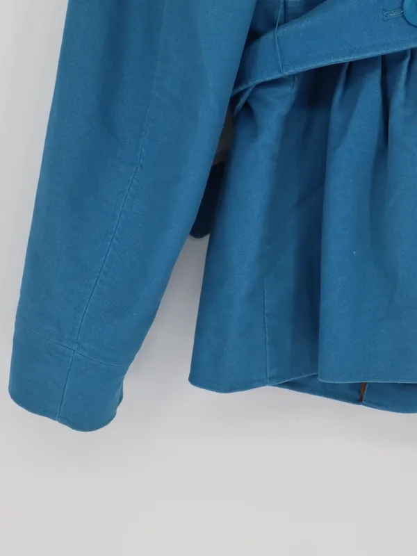 L.L.Bean Cumberland Jacket Women’s Mediim Regular Teal Blue Belted Cotton Trench - Image 12