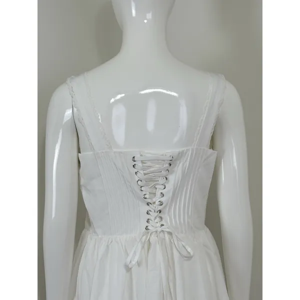 Dress White Lace Corset Fit Flare Mini Milkmaid Babydoll Cottagecore Women L - Image 6