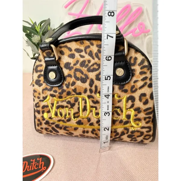 Von Dutch Women's Leopard Pony Hair Bowling Bag Satchel Handbag sale $169 MSRP - Image 7