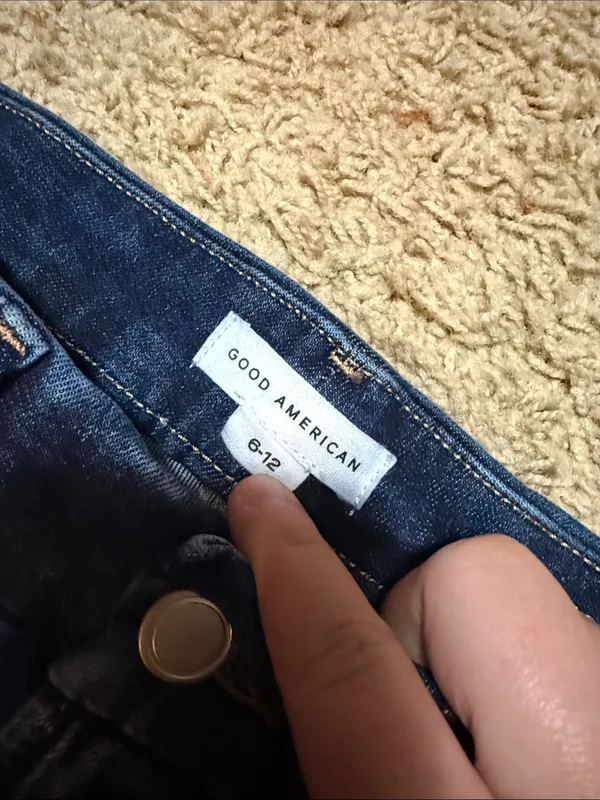 Good American Dark Blue Straight-Leg Distressed Jeans - Image 2