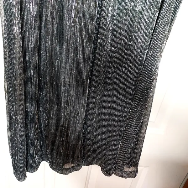 Nine West Black Silver Metallic Lined Sleeveless Party Shift Dress Size Large - Image 10