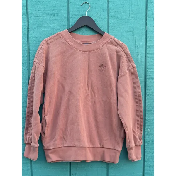 adidas Essential‎ Sweatshirt Waffle Knit Orange Size Small Crew Neck - Image 2