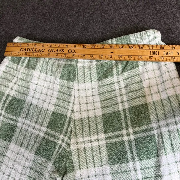 Aerie Plaid Fleece‎ Pajama Joggers Sage Green White XL Regular Lounge Pants - Image 7