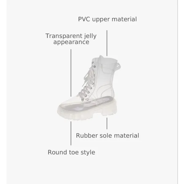 NEW Crystal Clear Boots Platform Lace Up Transparent 7 - Image 3