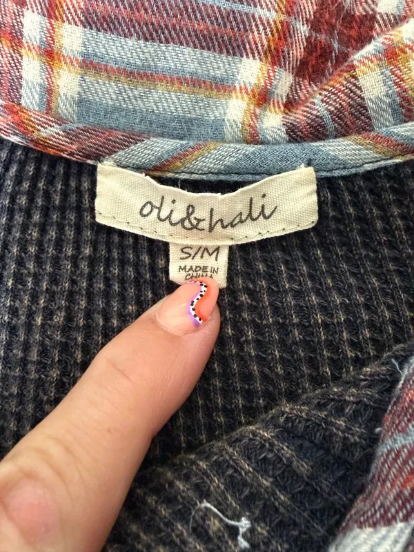 Oli & Hali Washed Plaid Waffle Knit Button-Down Shirt - Image 6