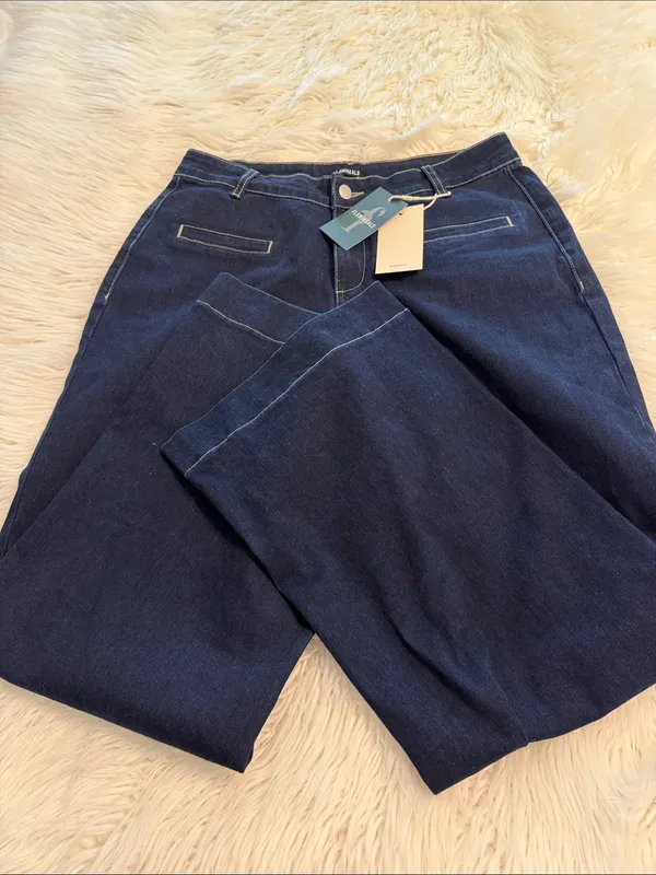 FLAMINGALS Dark Blue Wide-Leg Women's Jeans size XL brand new inseam 30” - Image 7