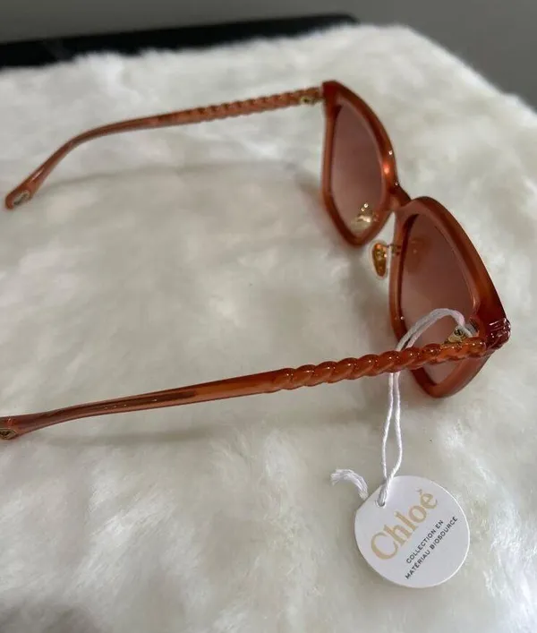 Chloé Core 56mm Square Sunglasses Nude Nude Orange Womens Size NS - Image 8