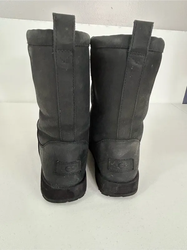 UGG Women's Classic Black Short Leather Waterproof Boots Size 9 - Image 7