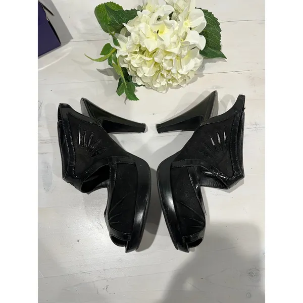 Madden Girl Black‎ Slingback Heels Peep Toe Platform Pumps Party Shoes - Image 4