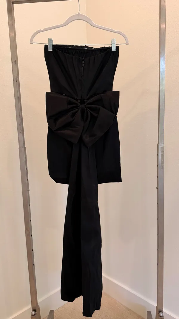* allison & kelly strapless taffeta bow back mini homecoming dress with detachable bow train size small - Image 4