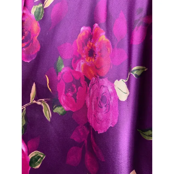Vtg 90s Morgan Taylor‎ Purple Floral Mini Slip Dress Size S Satin Y2K Lingerie - Image 5