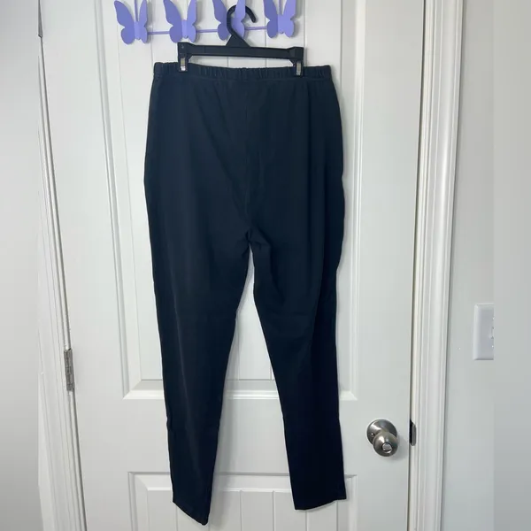Cherokee women’s solid black elastic waist‎ stretch cotton leggings pants XL - Image 4