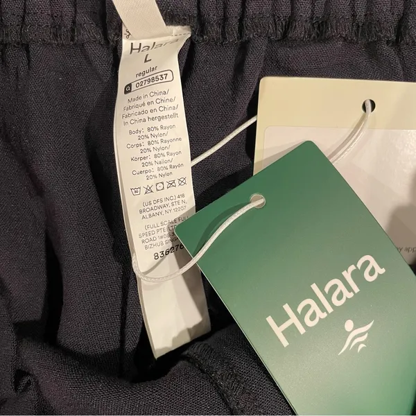 Halara High Waist Wide Leg Pants NWT Cropped Cuff Hem Black Women L Pockets Work - Image 5