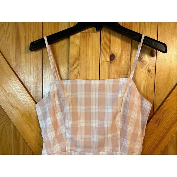 BP Nordstrom Dress Size Medium Mini Pink Plaid Spaghetti Strap Slit NWOT (2930) - Image 4