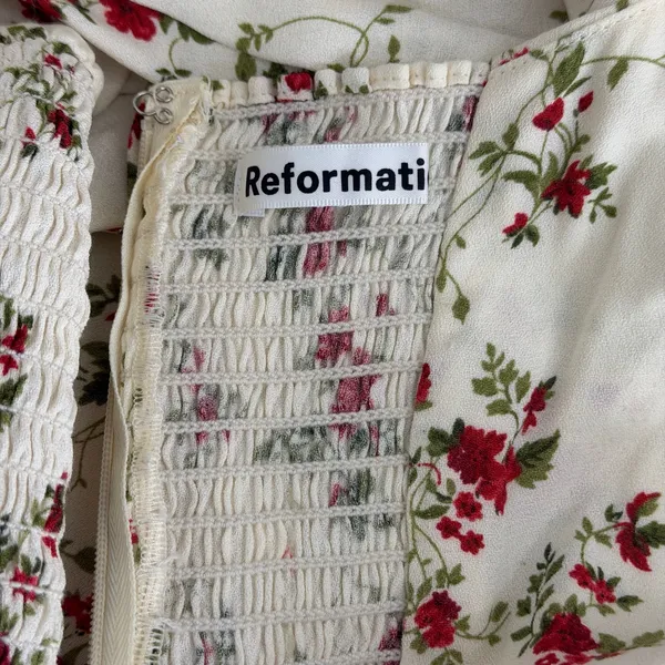 Reformation Dainy Floral Midi Dress White Red Size 2 - Image 2