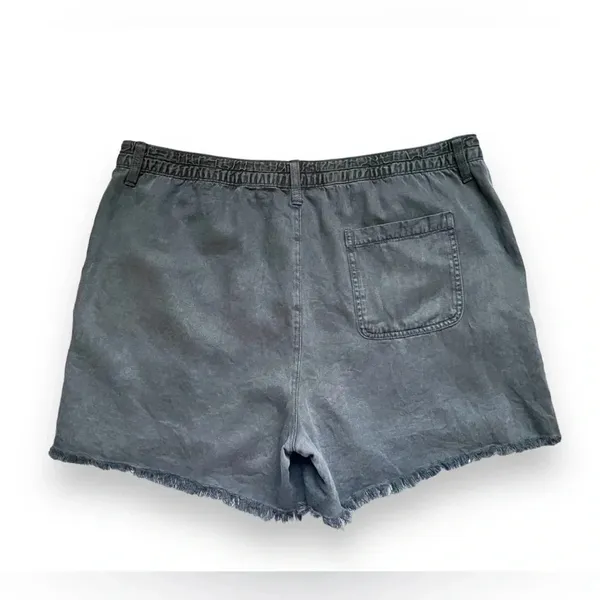 Aerie Gray Frayed Hem Linen Blend Utility Shorts Size XL - Image 5