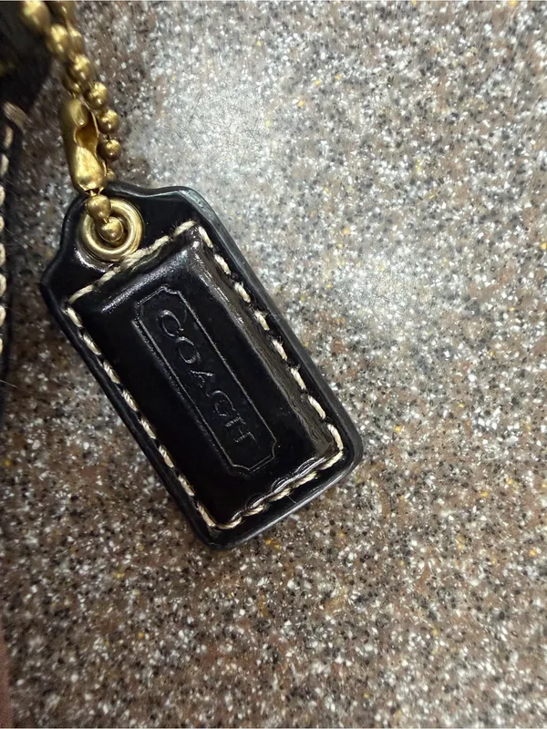 Vintage Coach Kitt Crossbody Bag Purse Brown and Black Logo Pattern with Gold - Image 3