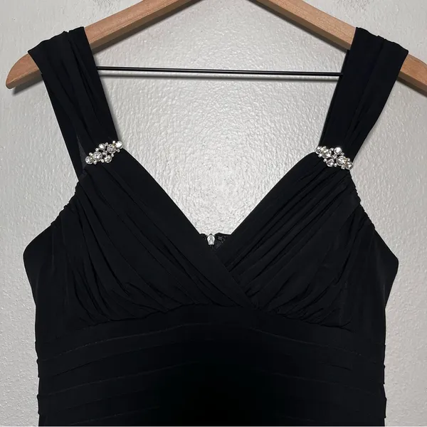 R&M Richards Women Gown 6P Black Rhinestone Ruched‎ Formal Mermaid Maxi Dress - Image 4