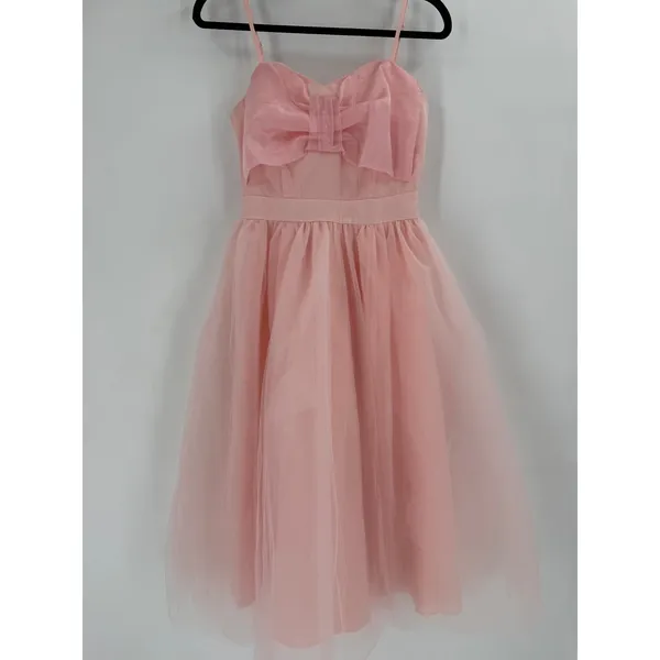 AURA Tulle Bow‎ Midi Dress Womens Small Pink Sweetheart Balletcore Coquette - Image 2