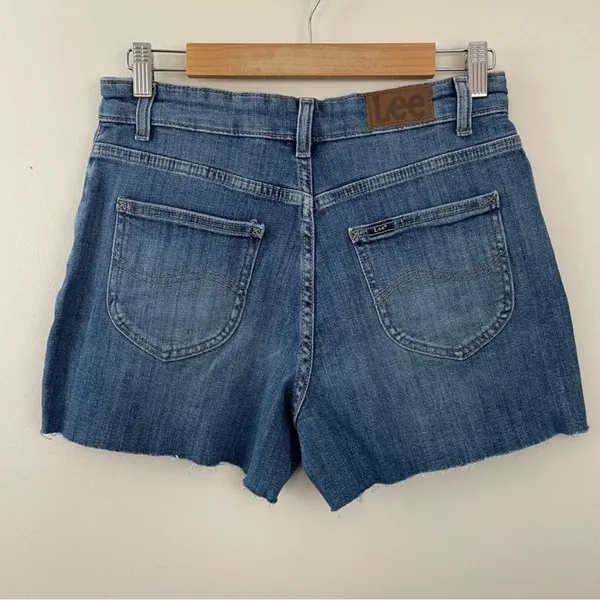 Lee High Rise Relaxed Fit Stretch Denim Jean cutoffs cut off shorts Blue 10 new - Image 2
