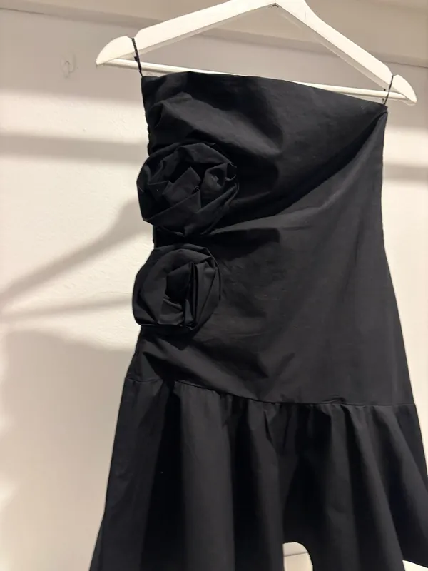 Zara raised flowers strapless poplin Mini Dress NWTS - Image 4