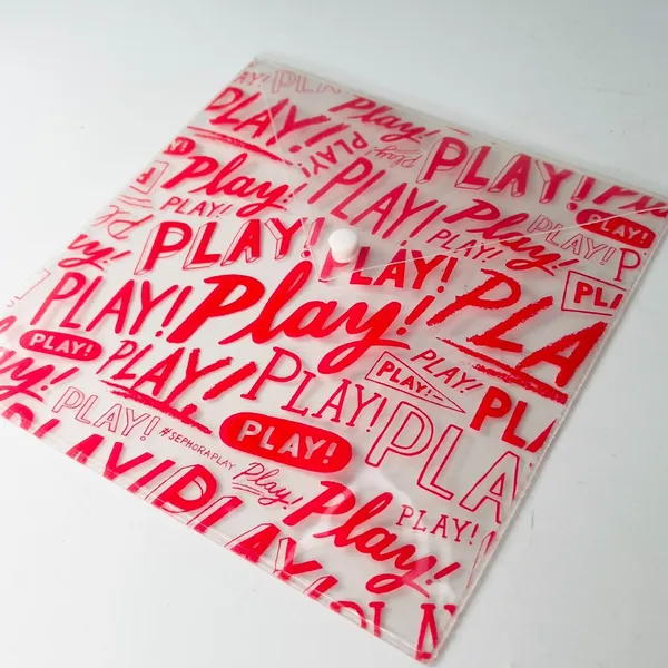 Sephora Transparent Clear Logo MakeUp Toiletry Travel Wet Envelope Bag Red New - Image 2