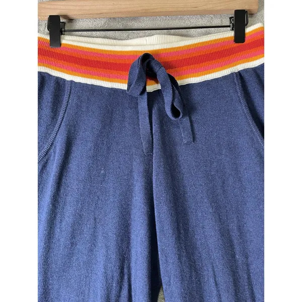 Faherty Navy Organic Cotton Cashmere Jogger Pants Striped Waistband Size Small - Image 2