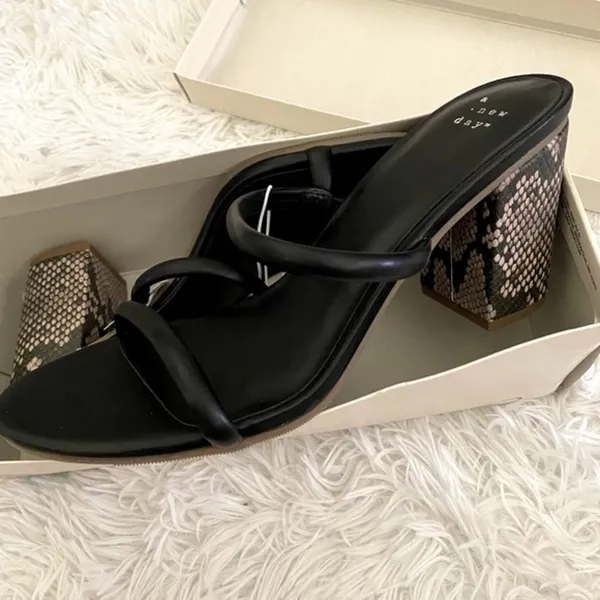 NWT A New Day Cass black snake block heel sandals - Image 2