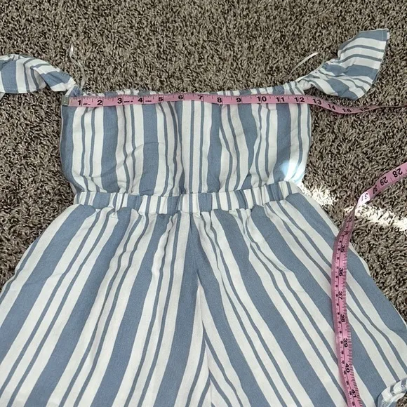 5/$30 🎈 Kimchi blue XS blue‎ and white stripe off shoulder romper - Image 6
