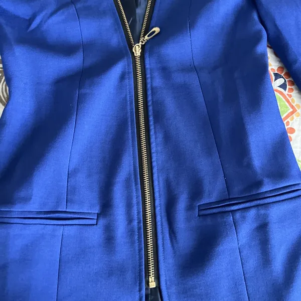 Angel Made In Italy Cobalt Blue Zip Blazer Size Small Boutique - Image 2