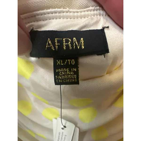 AFRM NWT Zamora Off Shoulder Mesh Midi Dress in Sun Dot‎ Yellow Size XL - Image 5