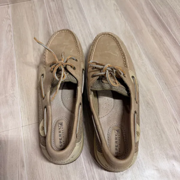 Sperry Top-Sider Womens 9.5M Tan Leather Mesh Boat Shoes Loafers 9276619 - Image 5