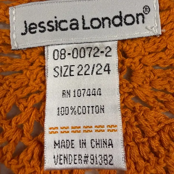 Jessica London 22/24‎ Orange Crochet Knit Floral Medallion Cardigan Boho Hippie - Image 6
