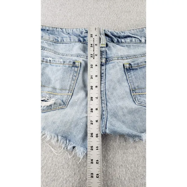 American Eagle Womens Sz 4 Distressed Denim Shorts Hi Rise Micro Short 32" Waist - Image 6