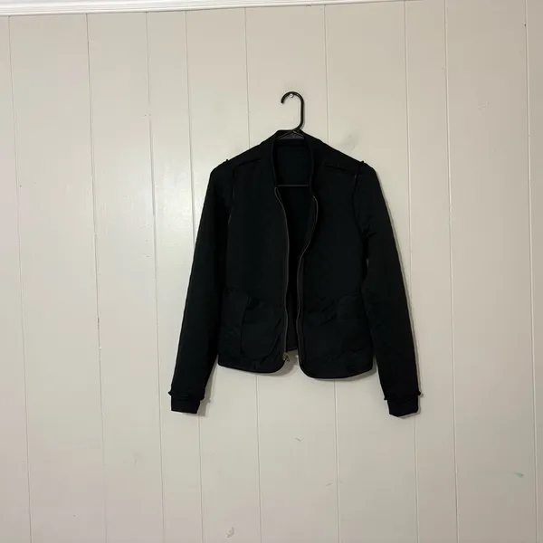 Marine Layer Corbet Quilted Bomber Jacket Black Size M Lightweight Zip Up - Image 6