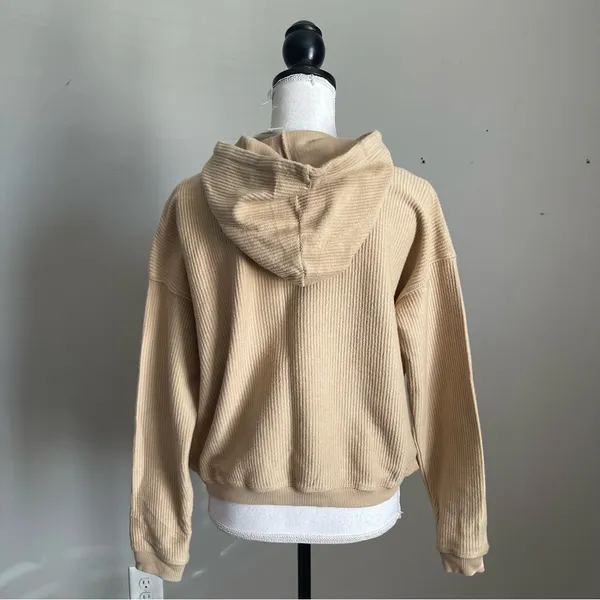 AERIE | Tan Textured Hoodie Sweatshirt Sz S - Image 7