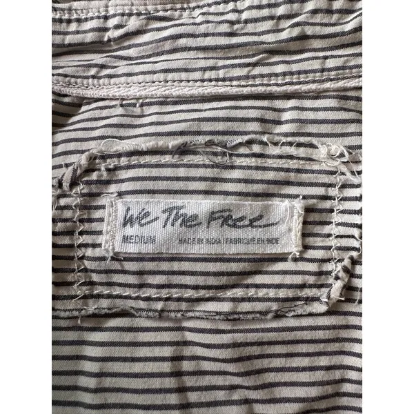 Free People Oversized Happy Hour Oxford Button Down Shirt Preppy Stripes Medium - Image 10